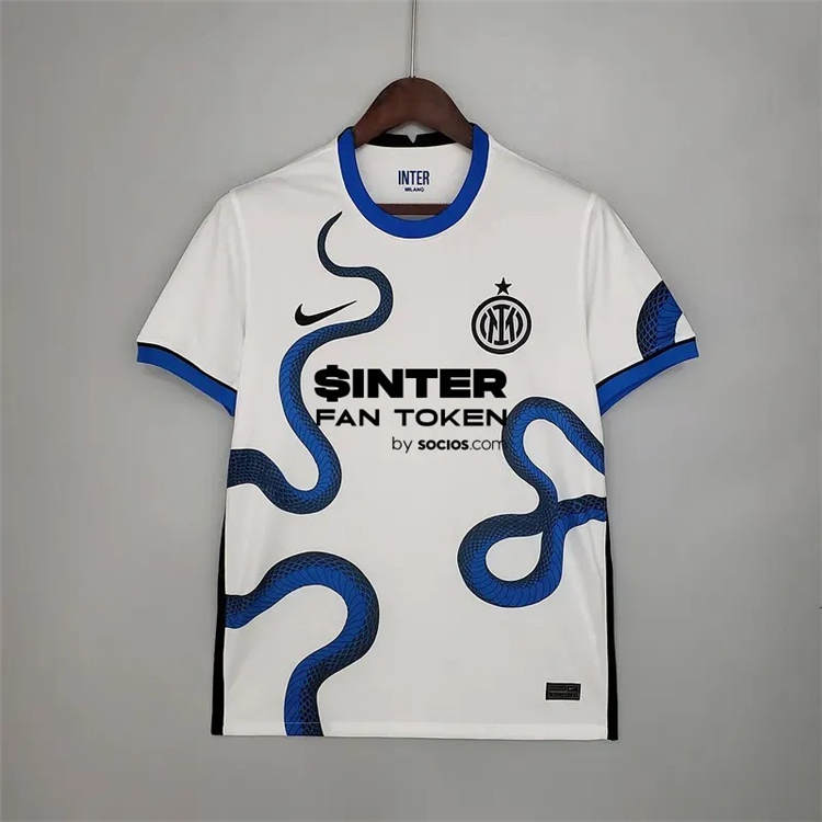 Inter Milan 21-22 White Away Snake Soccer Jersey Football Shirt -