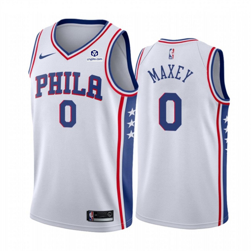 Performance Genuine Men's 76ers #0 Tyrese White Basketball Jersey