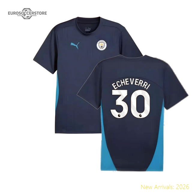 Authentic 2024-2025 Man City Training Shirt (inky Blue) (echeverri