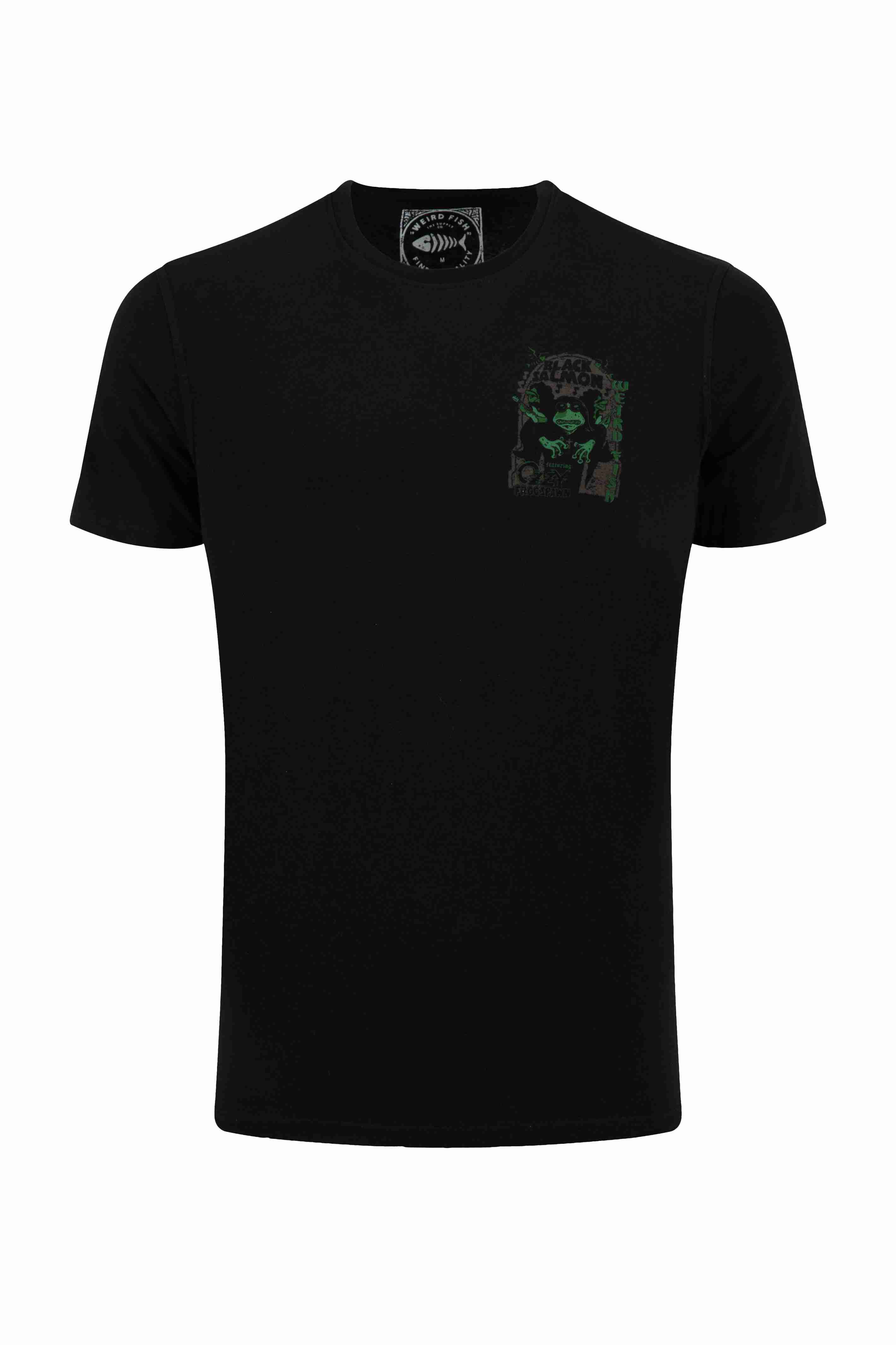 Black Salmon Back Print Artist T-Shirt Black
