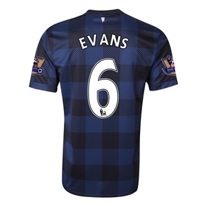 Breathable Man Utd 13-14 Manchester United 6 EVANS Away Black Jersey