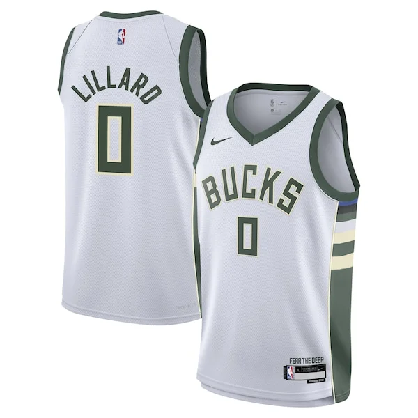 Damian Lillard MIL Performance Team Jersey - White - Licensed Product