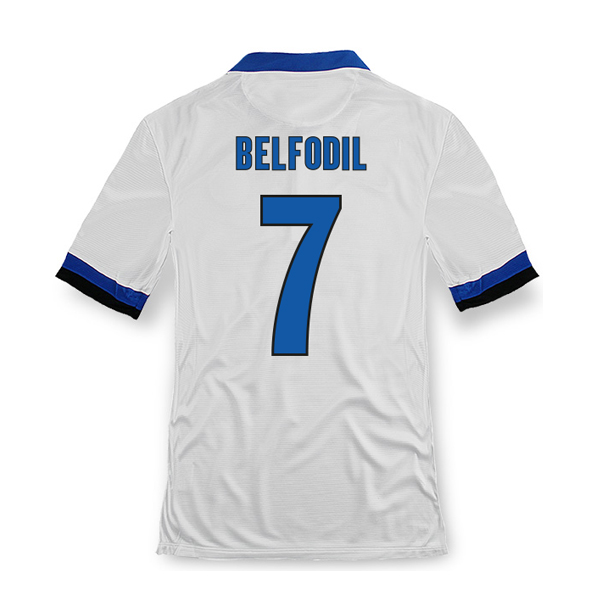 13-14 Inter Milan 7 Belfodil Away White Soccer Jersey Shirt -