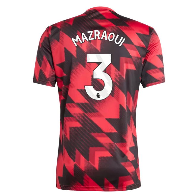 Mazraoui 3 Licensed 2025-2026 Man Utd English Football Home Strip