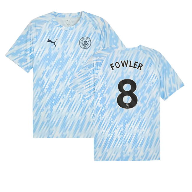 2025-2026 Man City Warm Up Jersey (Silver Sky) (Fowler 8) (Collecto...