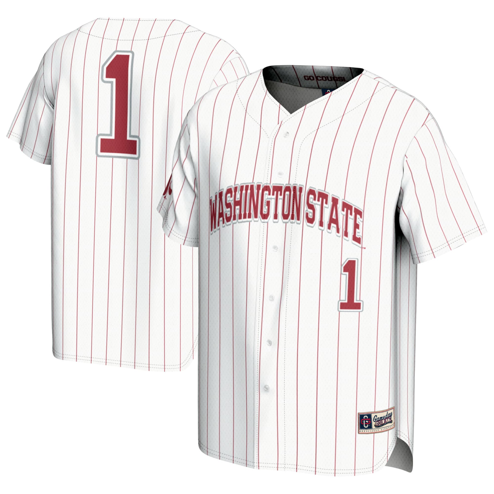 [NJP] Women's Washington State Cougars GameDay Greats Lightweight Baseball Fashion Jersey - White