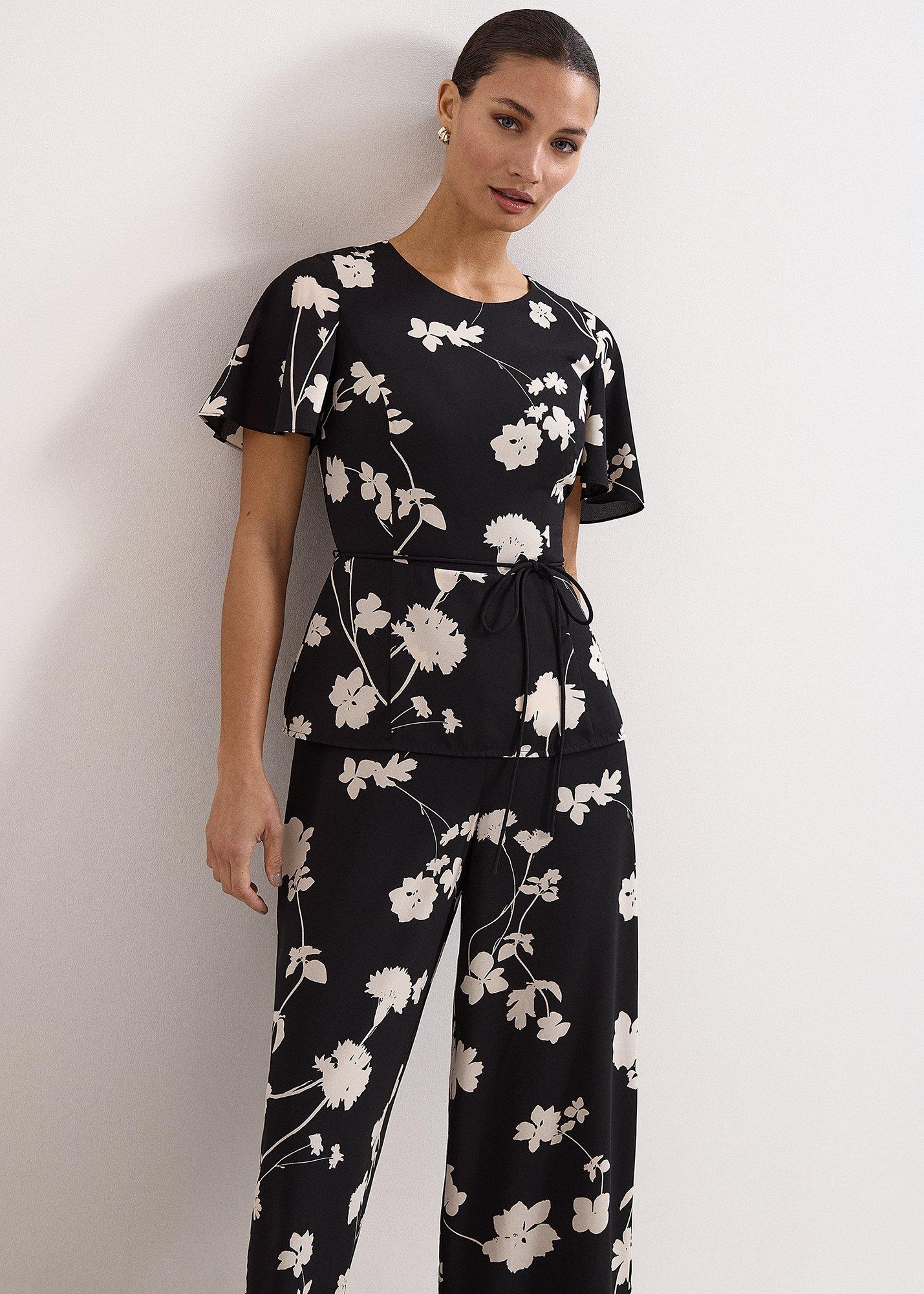 Petite Jolie Black Floral Peplum Jumpsuit