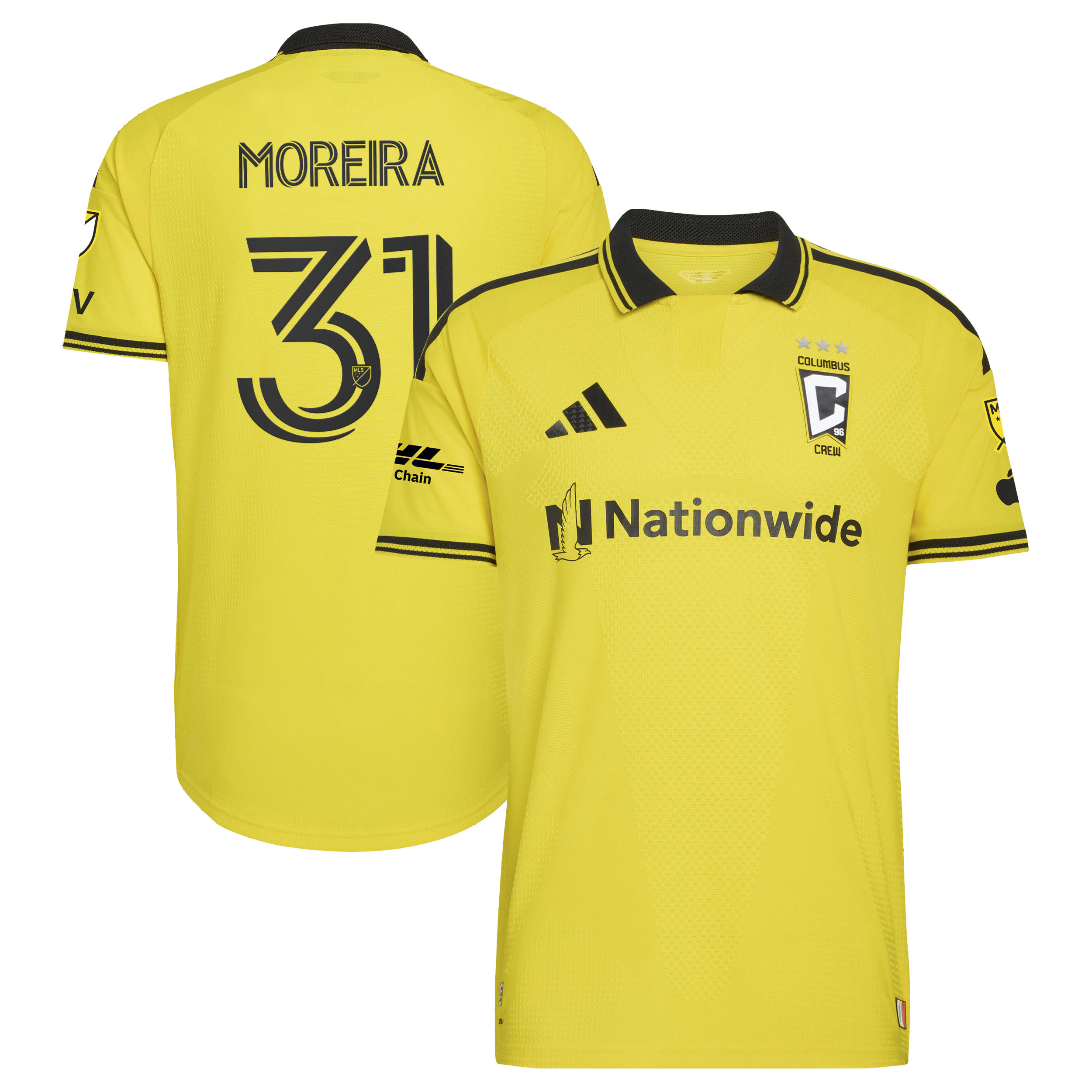 [SJH] Steven Moreira Columbus Crew 2026 The Crafted for Excellence Kit On-Field Authentic Patch Jersey - Yellow