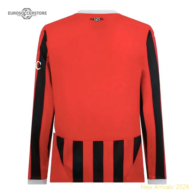 2024-2025 Ac Milan Home Long Sleeve Shirt (maldini 3) - Fan Collection
