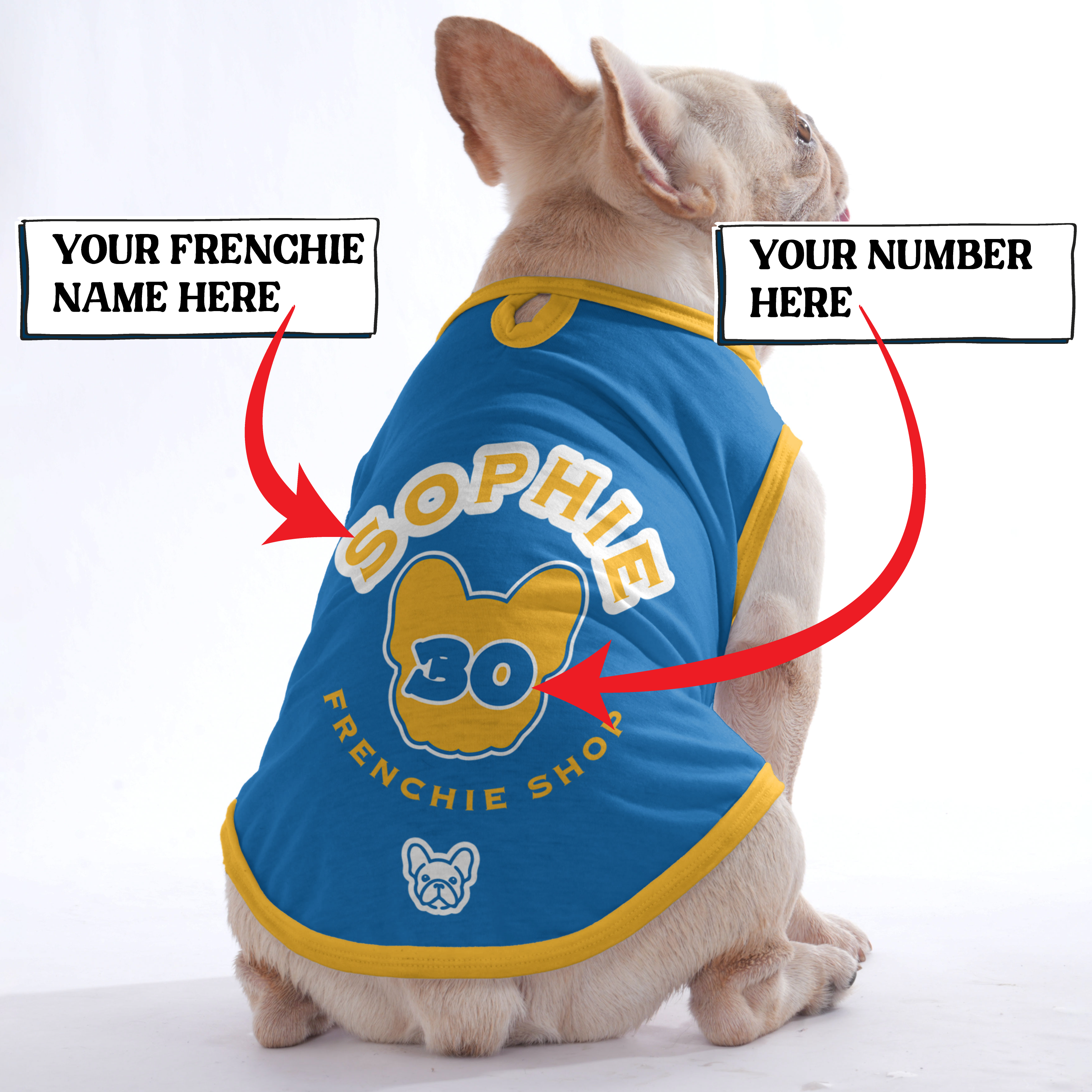 Custom Frenchie Shirt with Name & Number - Frenchie Shop Original