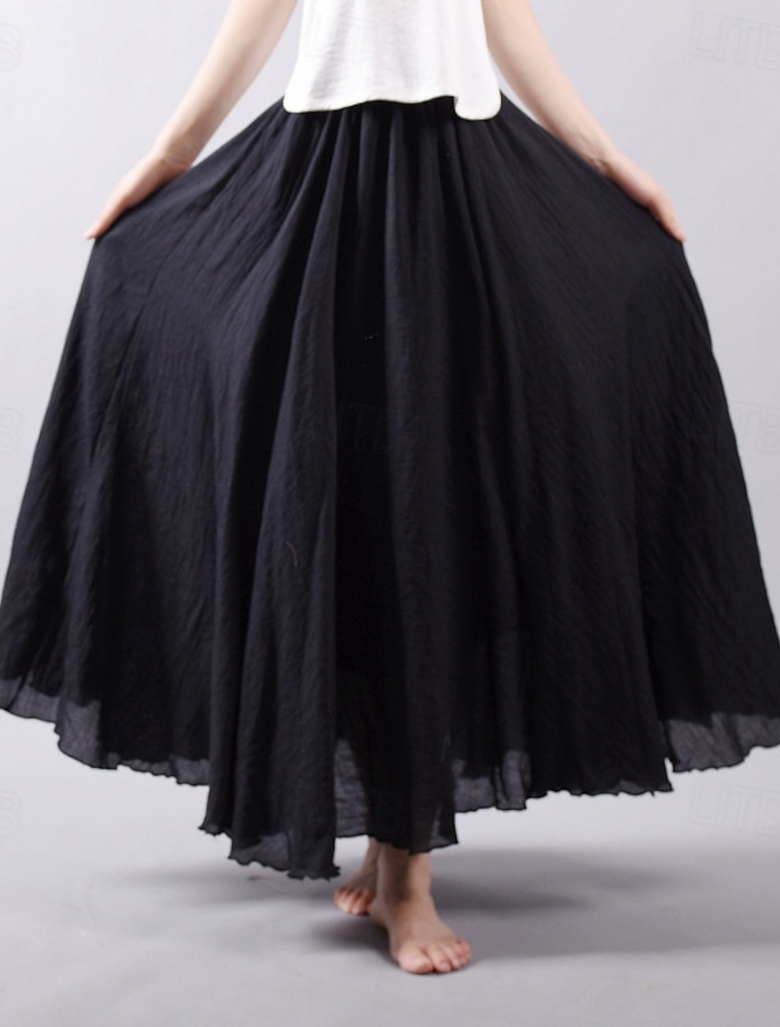 Women's Elegant Bohemia Vintage Casual Maxi High Waist Skirts Inelastic Prom Vacation Rust Red Denim Blue Niagara Blue Primrose Yellow Summer