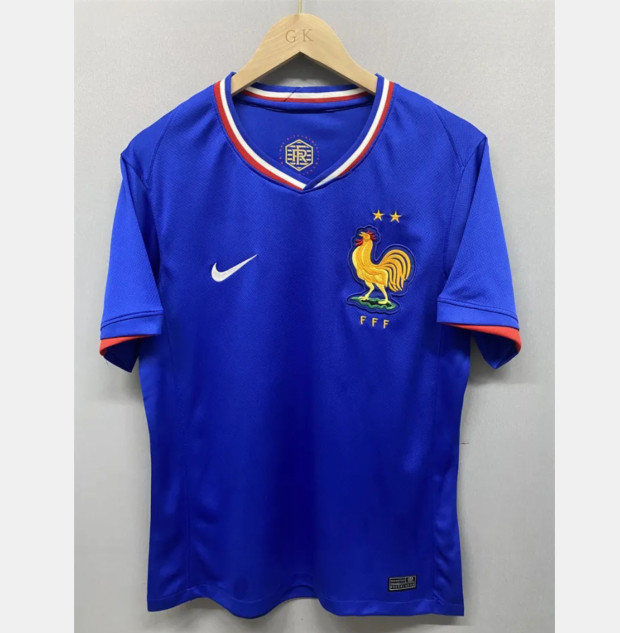 Match Quality UEFA Euro 2024 France Home Blue Soccer Jersey Football