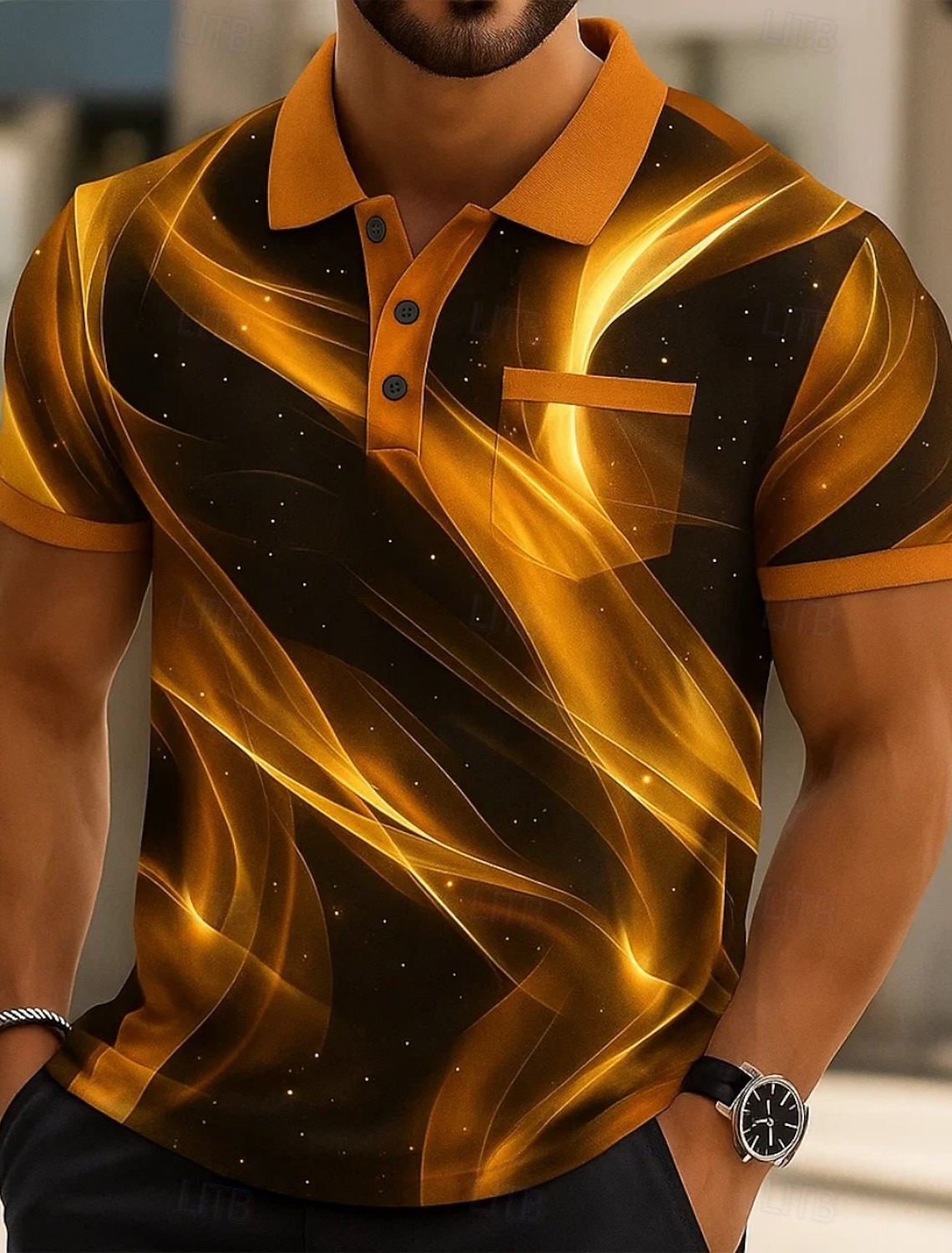 Men's Graphic Polo Short Sleeve Polo Shirts Collared Shirts Business Casual Outdoor Athleisure Daily Wear 3D Print Buttons Summer Black Red Navy Blue