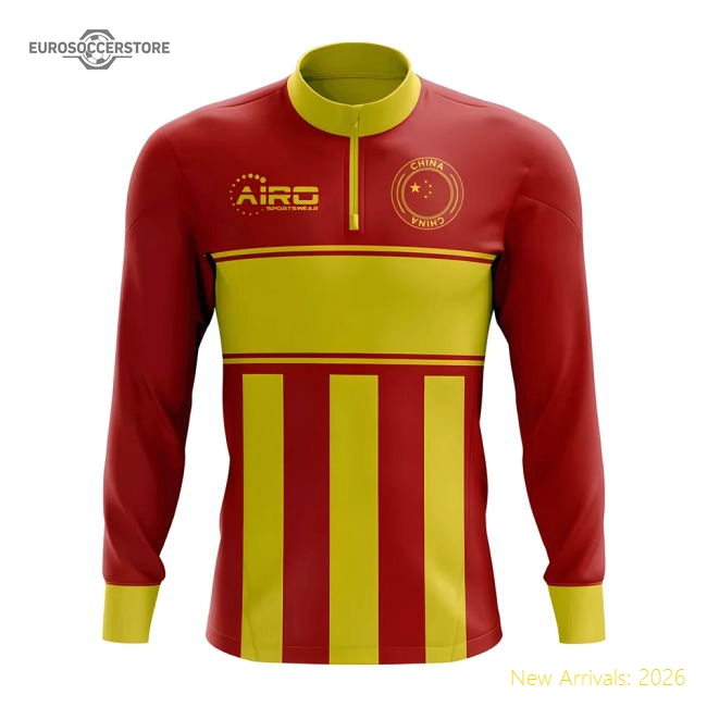 China Concept Football Half Zip Midlayer Top (red-yellow)
