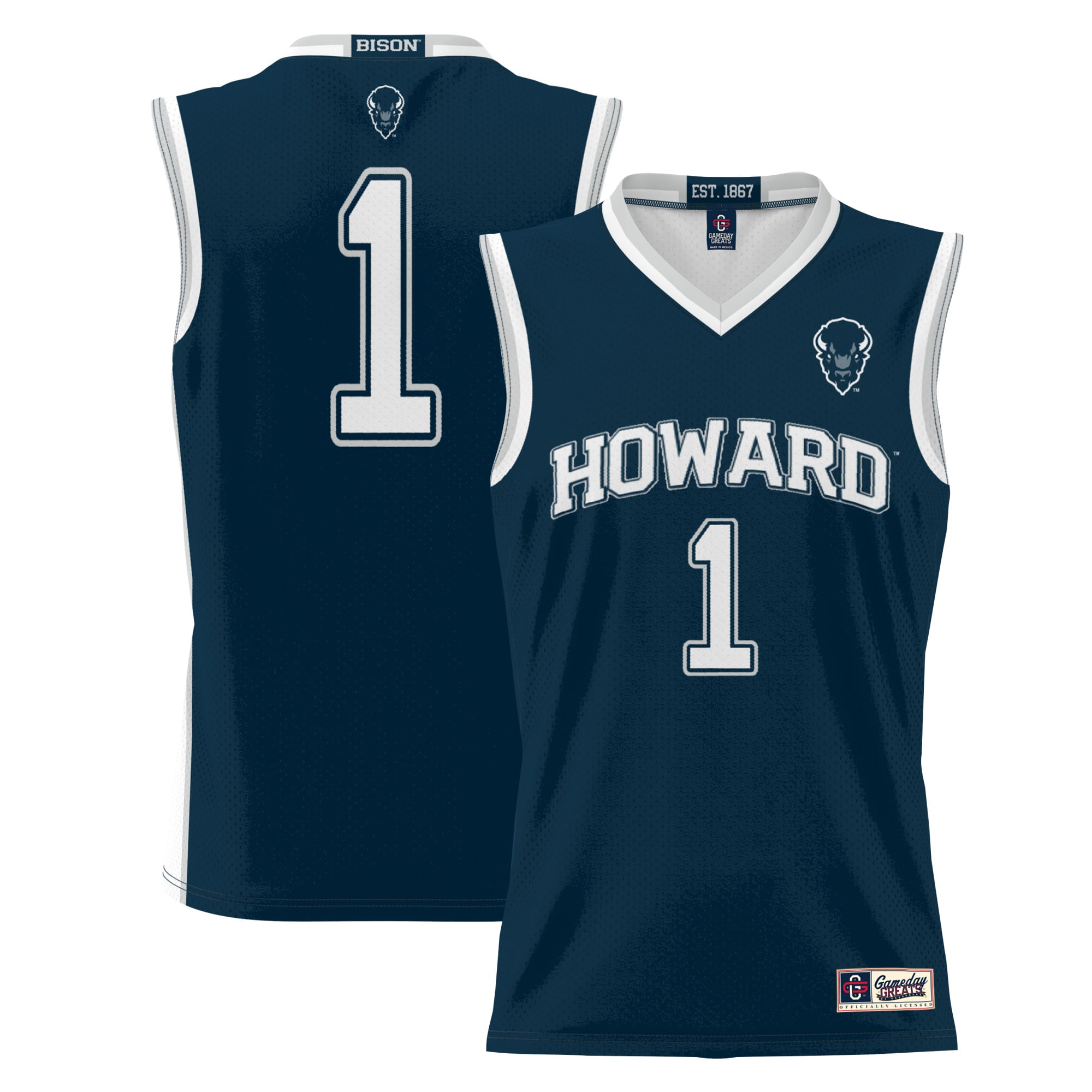 [NJP] Howard Bison GameDay Greats Youth Lightweight Basketball Jersey - Navy