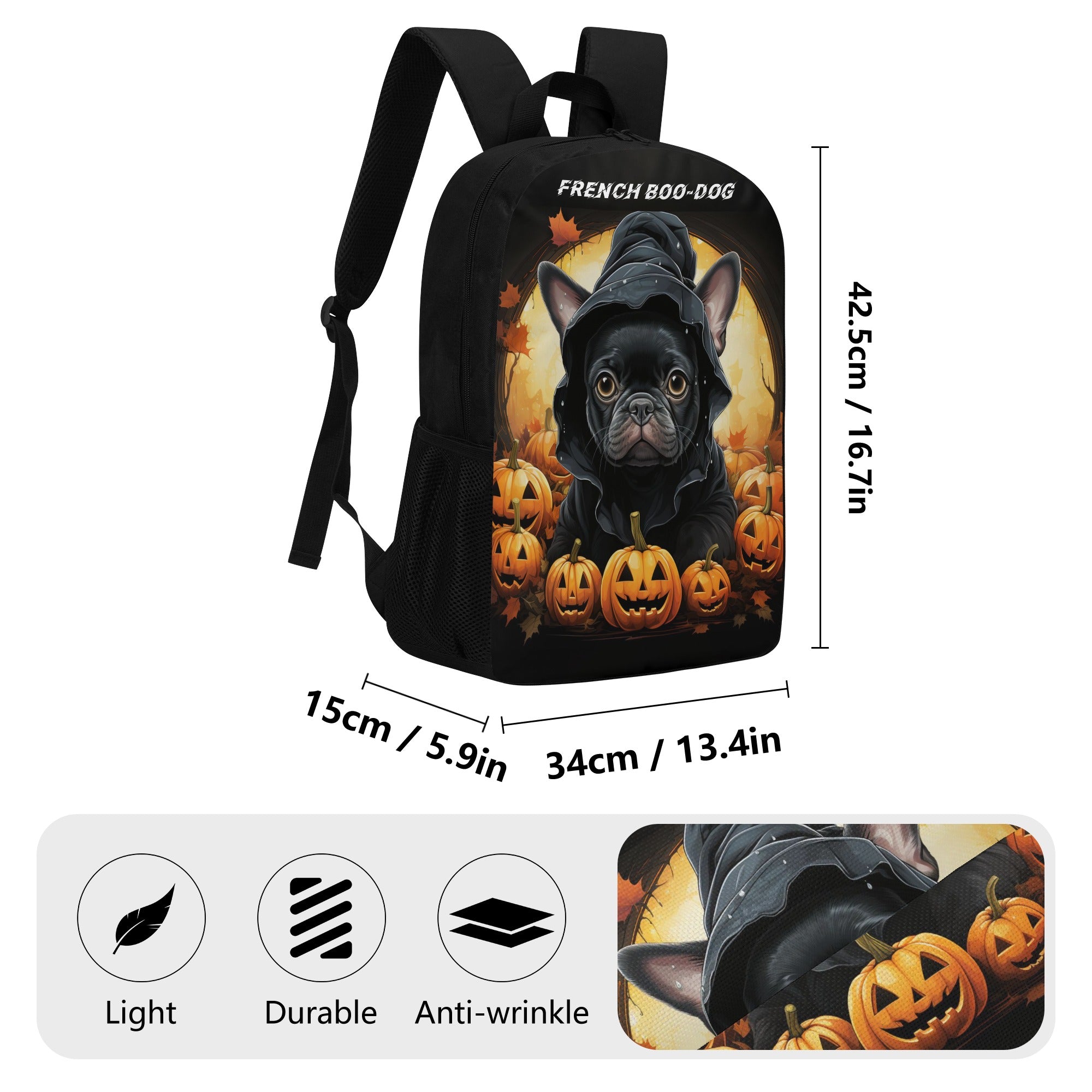FRENCH BOO-DOG - 17 Inch Laptop Backpack