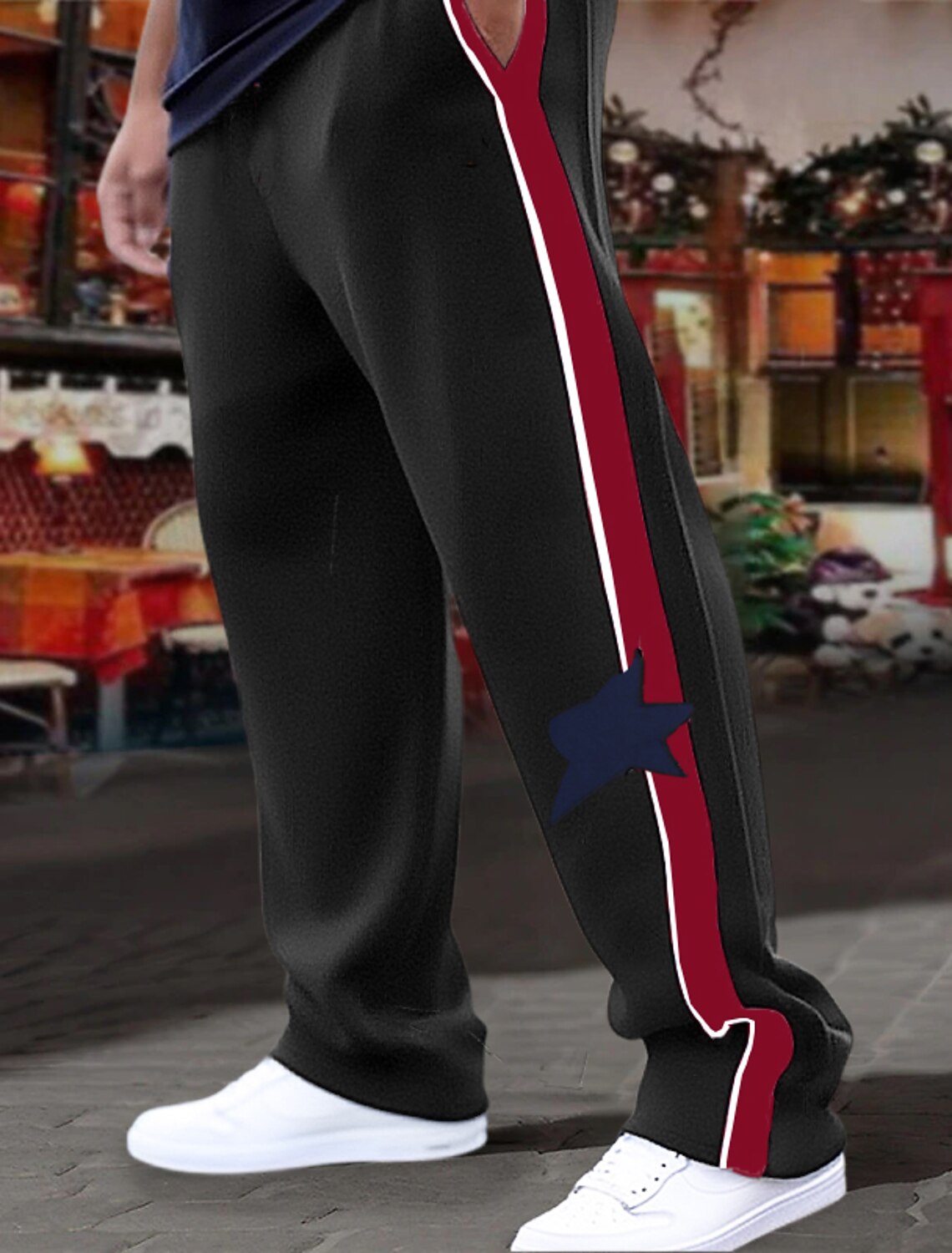 Men's Sweatpants Joggers Trousers Patchwork Drawstring Elastic Waist