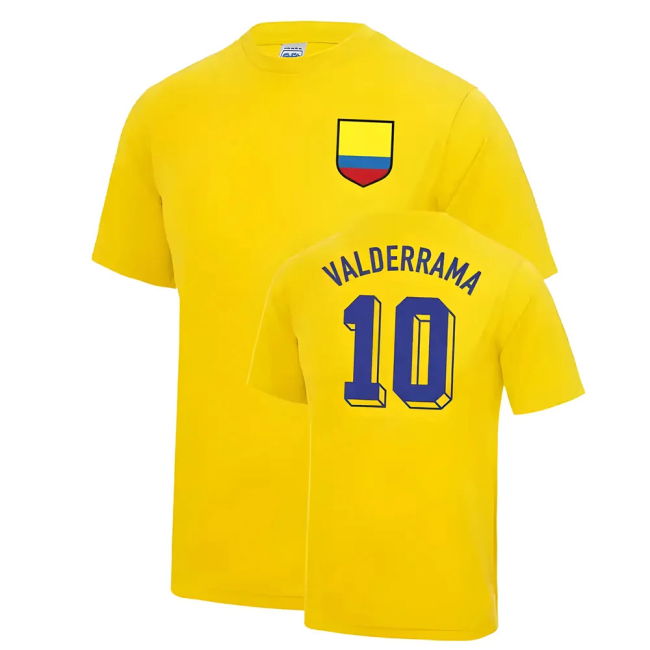 Kit Carlos Valderrama Colombia World Cup Football T Shirt - Yellow