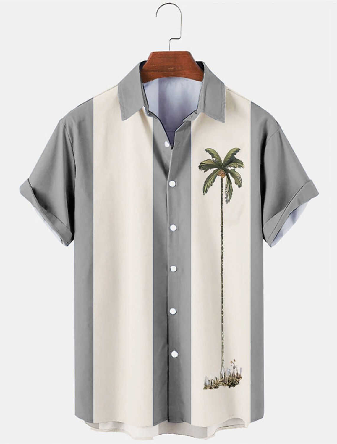 Men's Color Block Coconut Tree Tropical Plants Shirt Summer Hawaiian