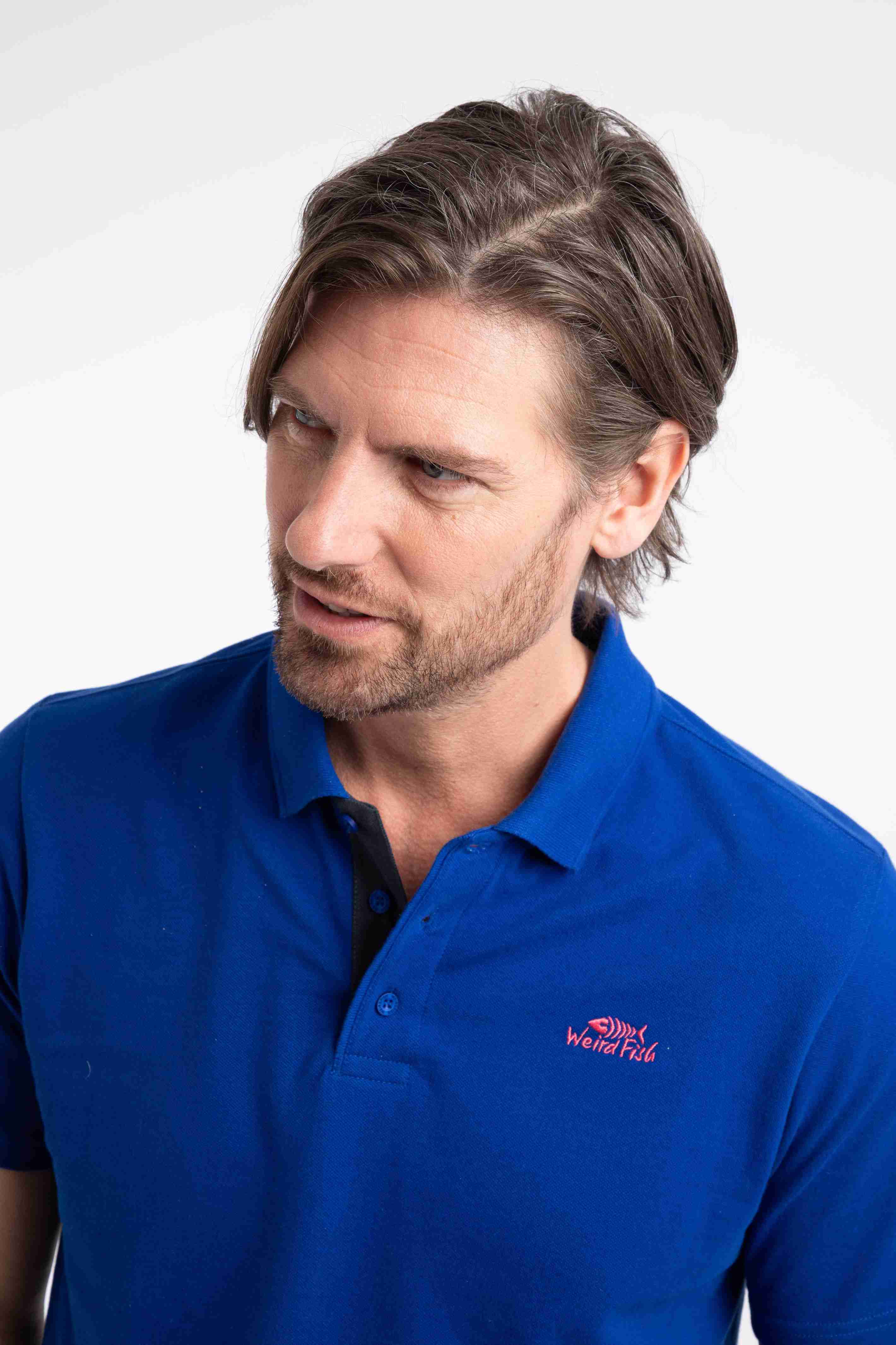 Miles Pique Polo Shirt Mazarine Blue