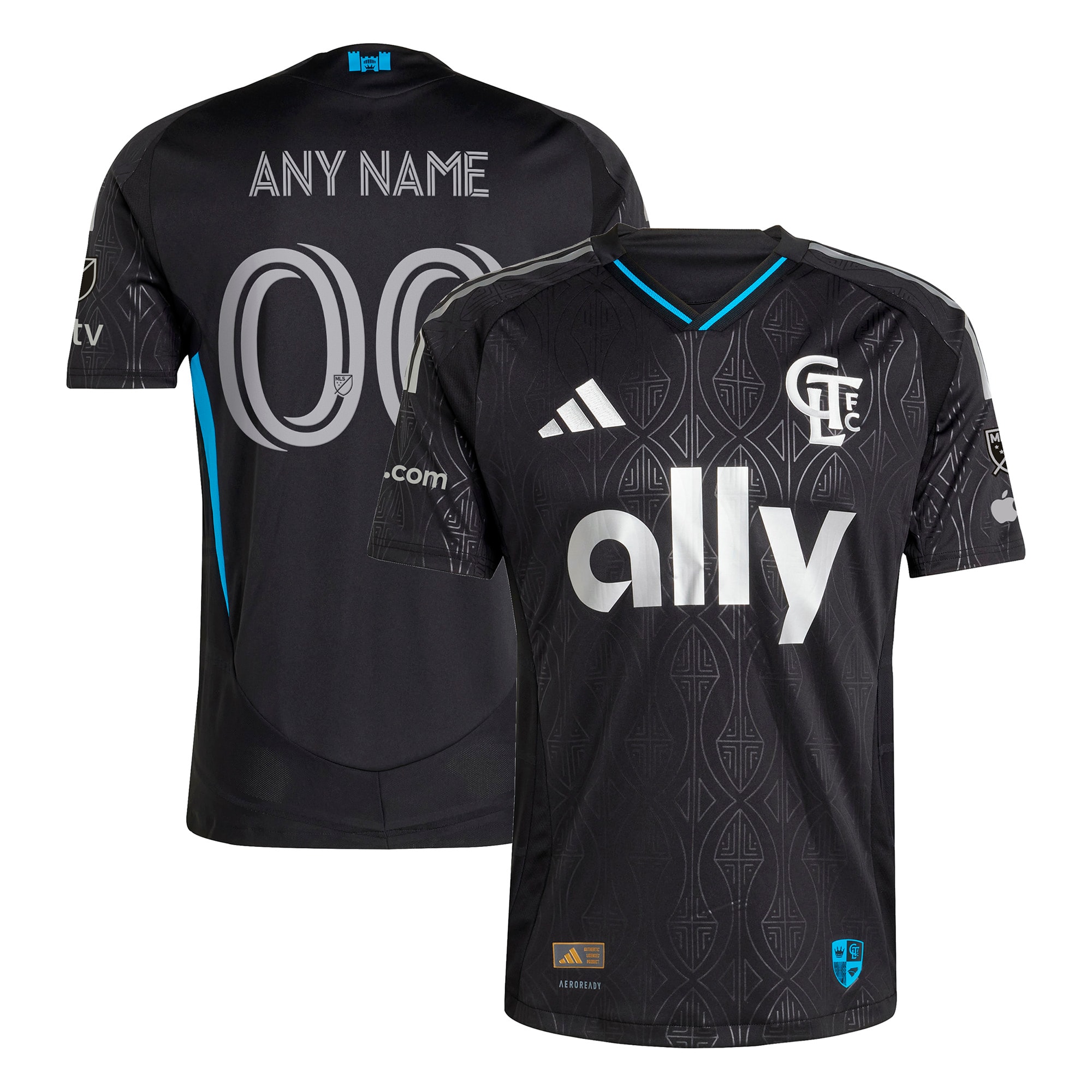 [SJH] Women's Charlotte FC 2025 Fortress Kit Authentic Custom Jersey - Black