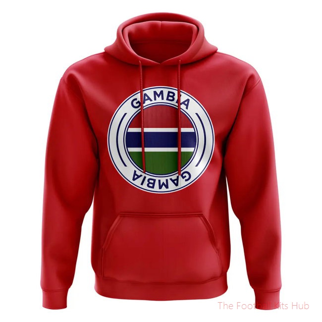 Men Gambia Football Badge Hoodie (Red)