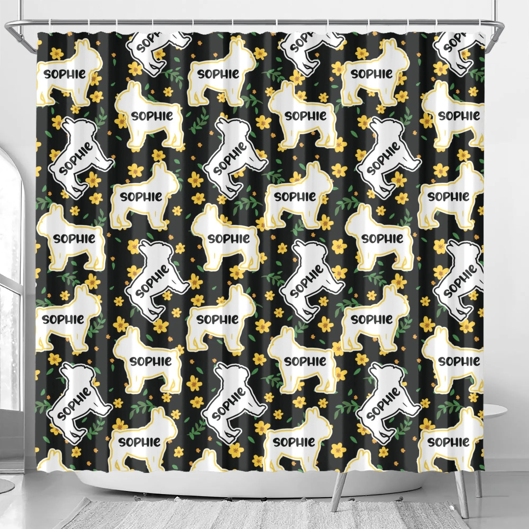 Personalized Shower Curtain with Frenchie’s Name