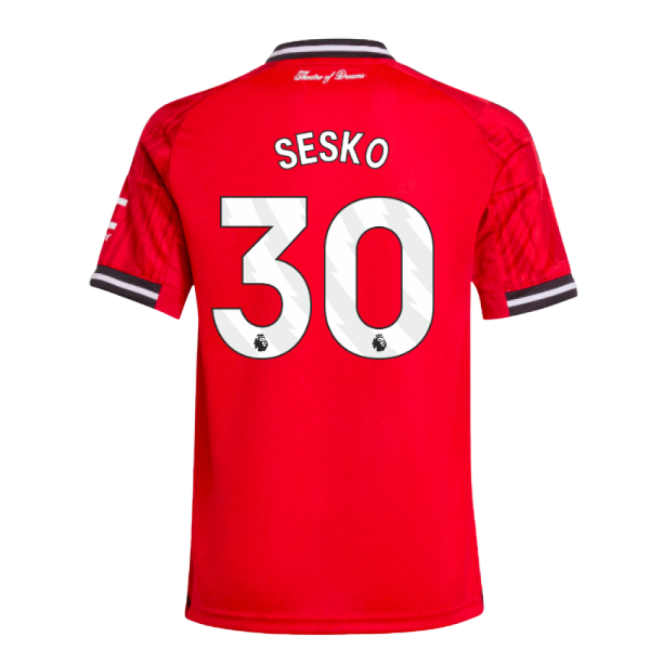 2025-2026 Man Utd Home Jersey (Kids) (Sesko 30) In Multiple Youth Sizes