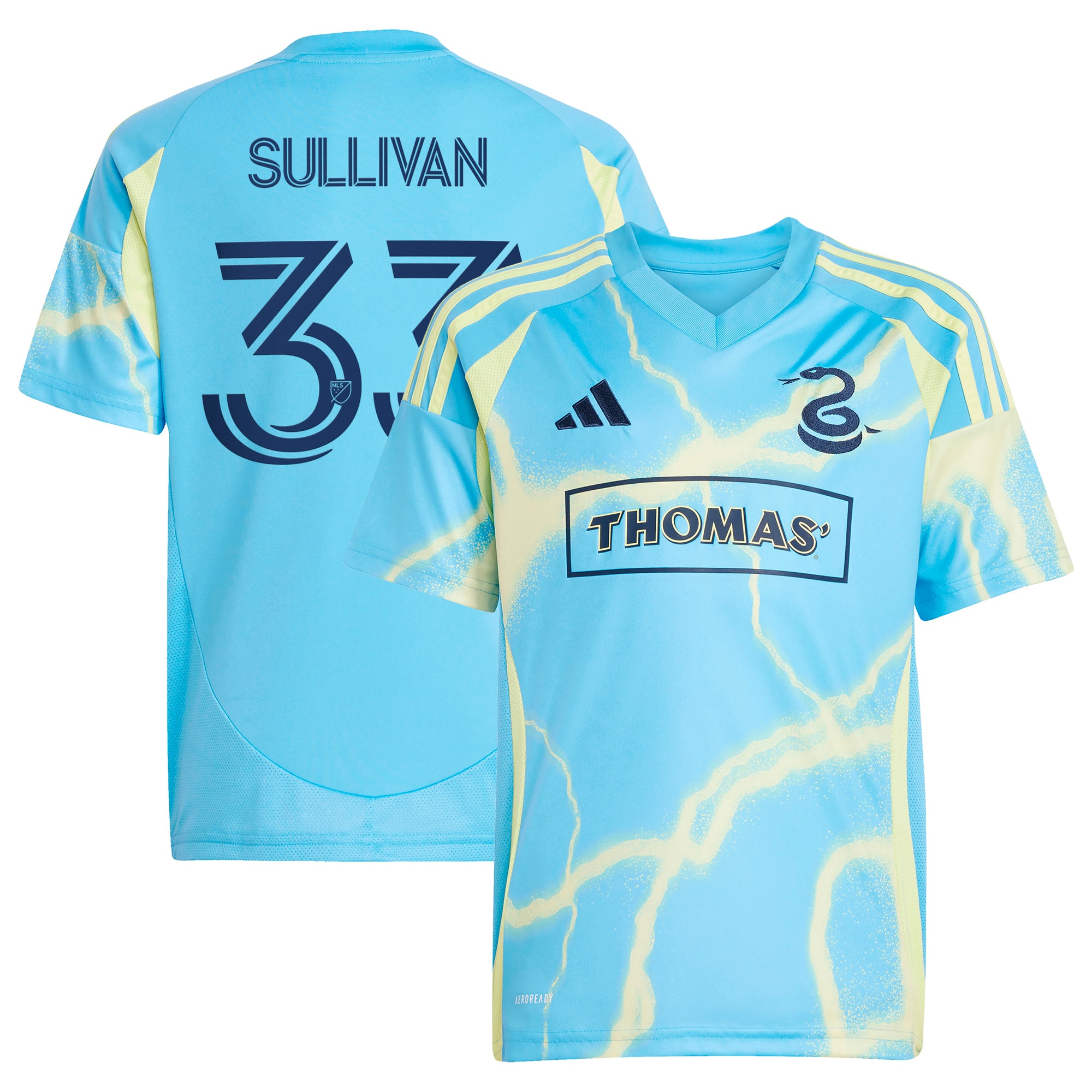 [SJH] Quinn Sullivan Philadelphia Union Youth 2025 The Voltage Kit Replica Player Jersey - Blue