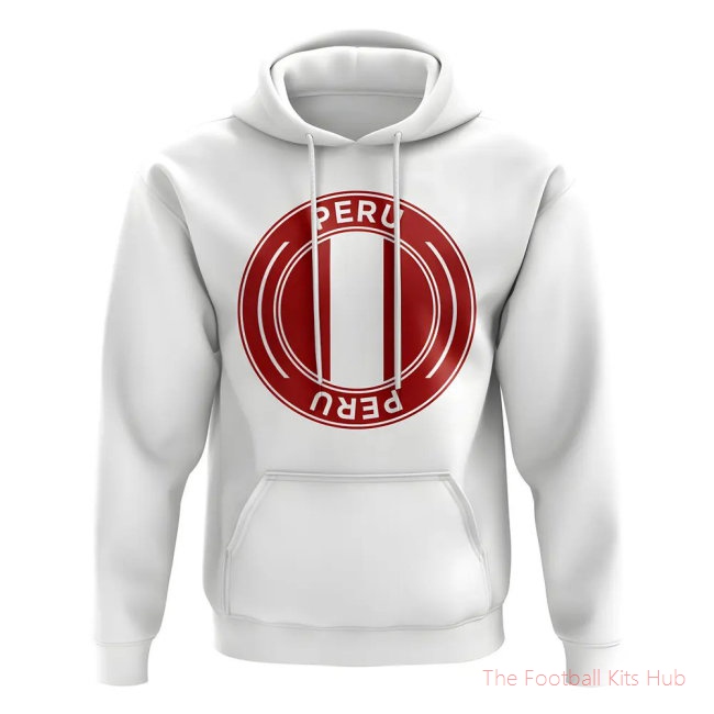 Men Peru Football Badge Hoodie (White)