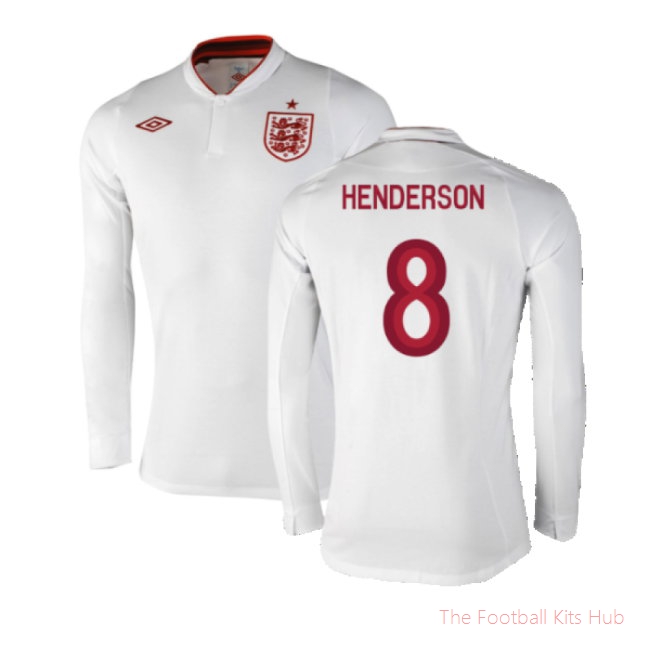 England 2012-13 Long Sleeve Home Shirt (L) (Fair) (Henderson 8)