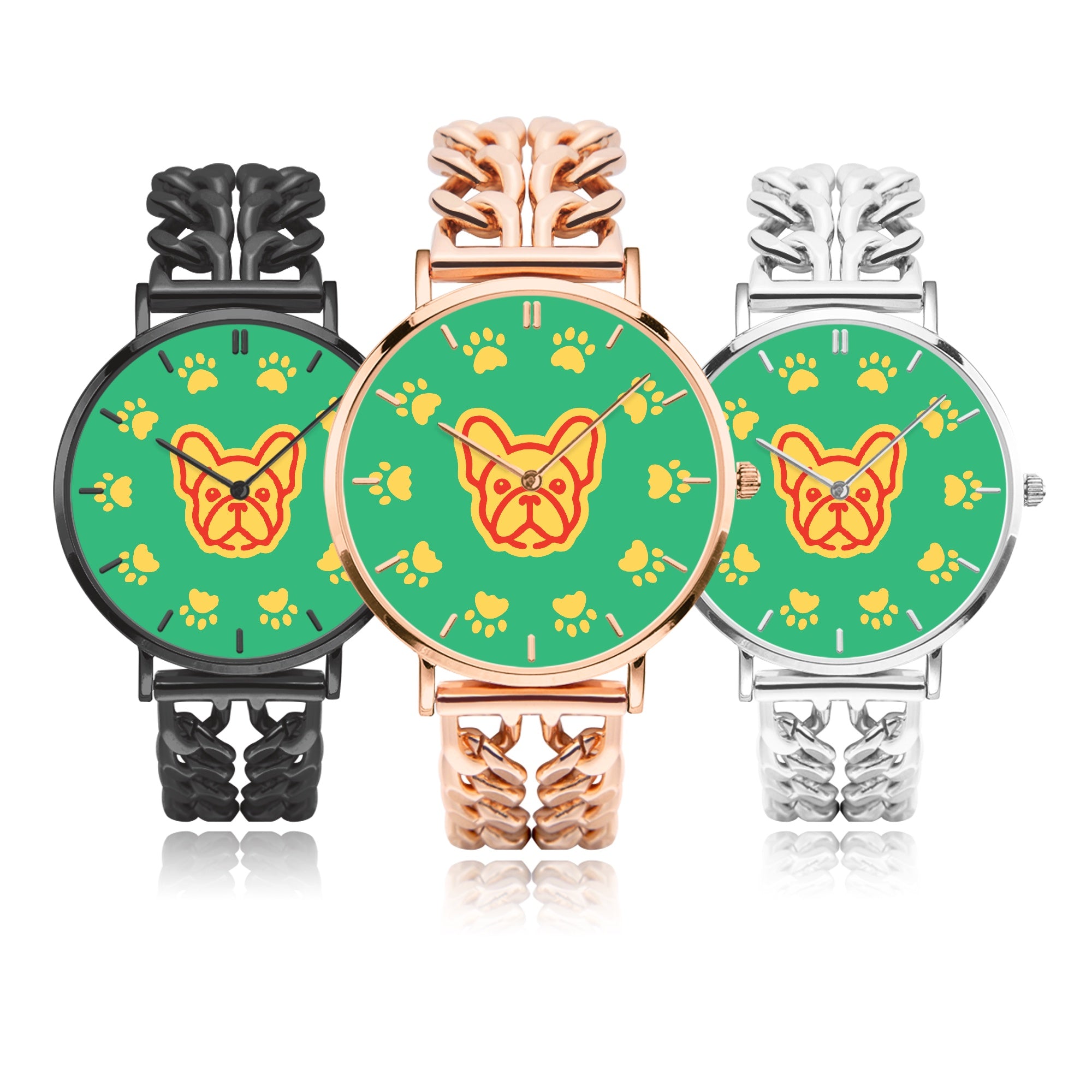 French Bulldog Silver Chic Hollow Strap Watch For Frenchie Lovers Durable Dog Item