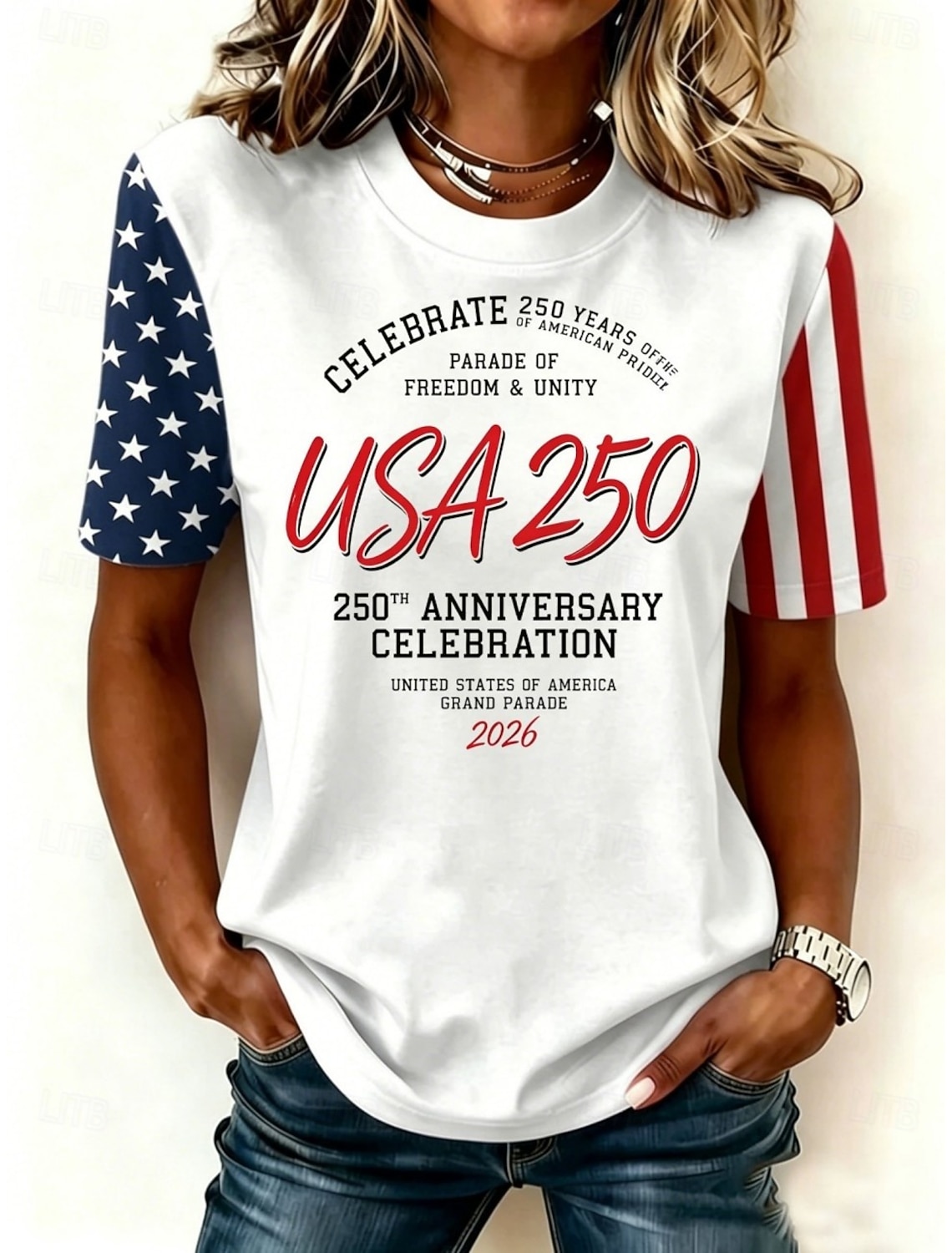 Independence Day American Anniversary Patriotic Women's T Shirt Graphic Flag Letter Vintage Fashion Stylish Short Sleeve Crew Neck Daily Weekend Print Blue Black White Red Summer Spring