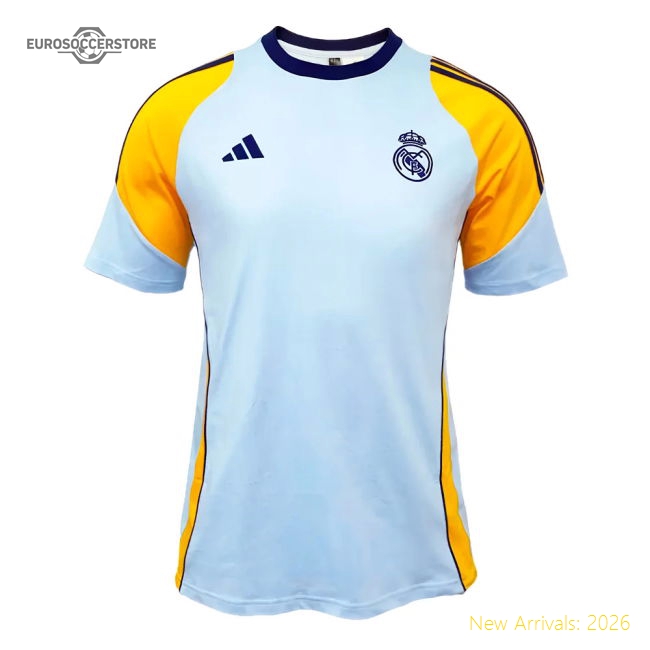 High-Quality 2024-2025 Real Madrid Training Tee (Glow Blue) (Mbappe 9)