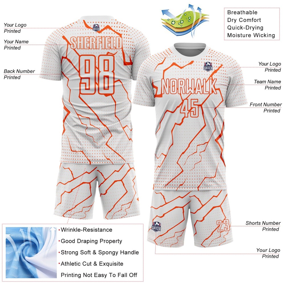 Orange Sublimation Jersey Custom White Soccer Lightning Uniform Sports