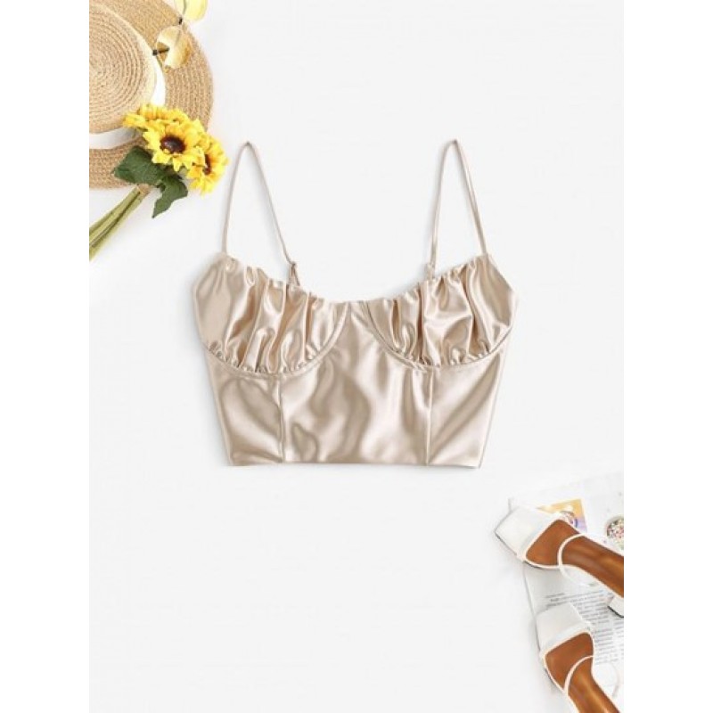 Lace Up Silky Bustier Corset Style Top VQ5359