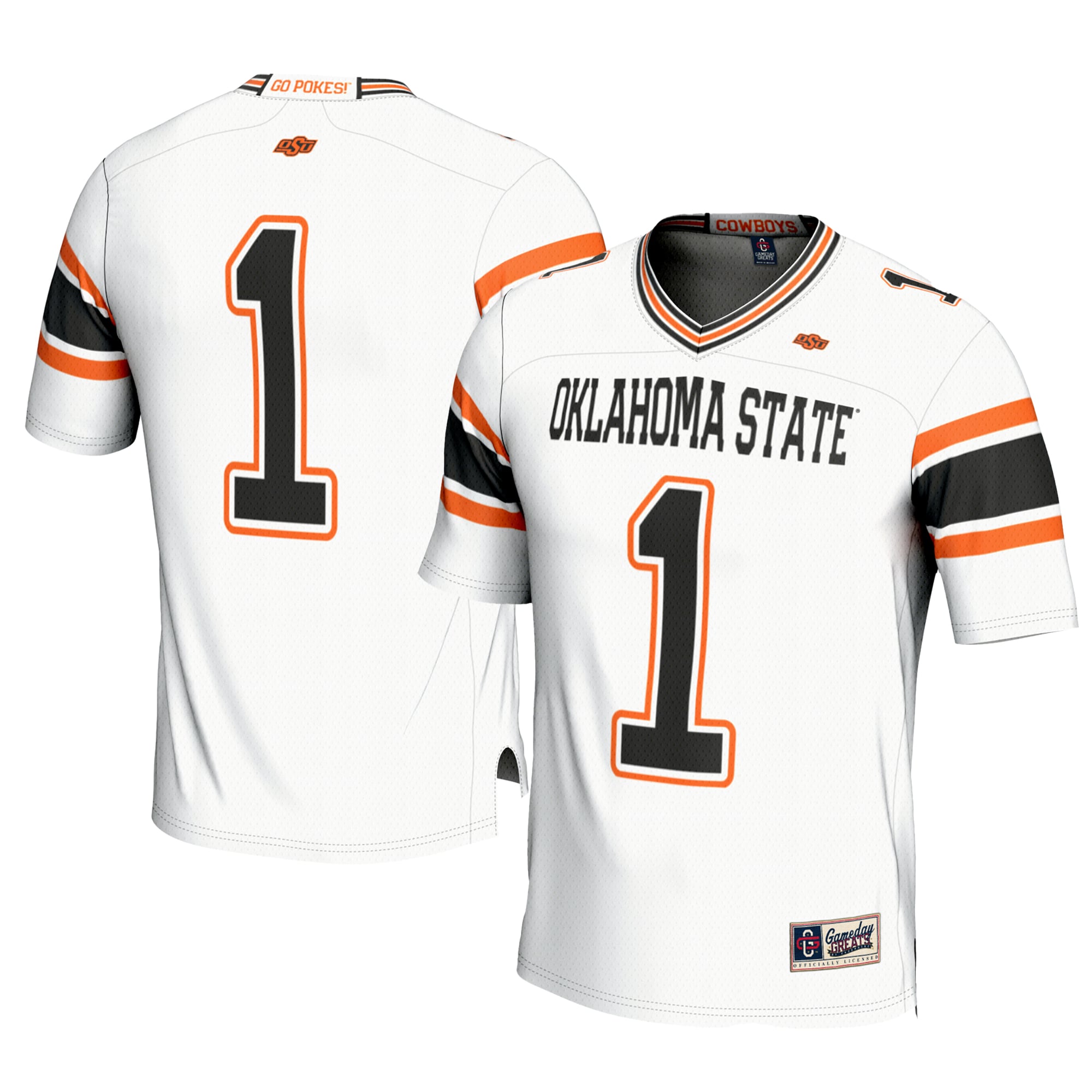Youth #1 White Oklahoma State Cowboys Football Jersey