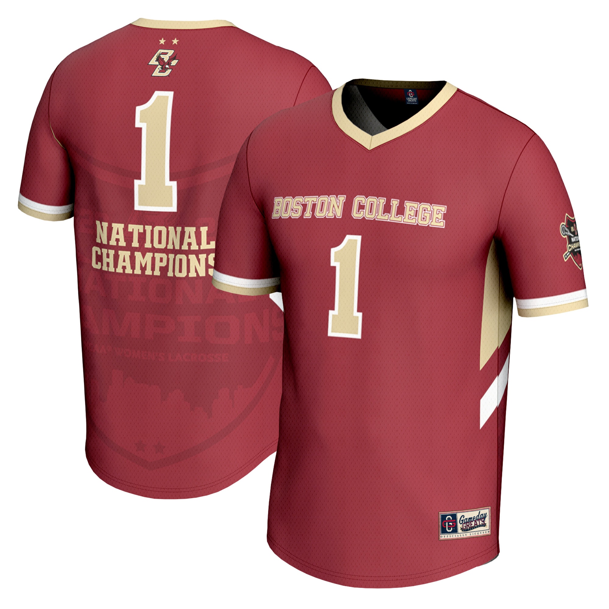 [NJP] Boston College Eagles GameDay Greats 2024 NCAA Women's Lacrosse National Champions Lightweight Fashion Jersey - Maroon
