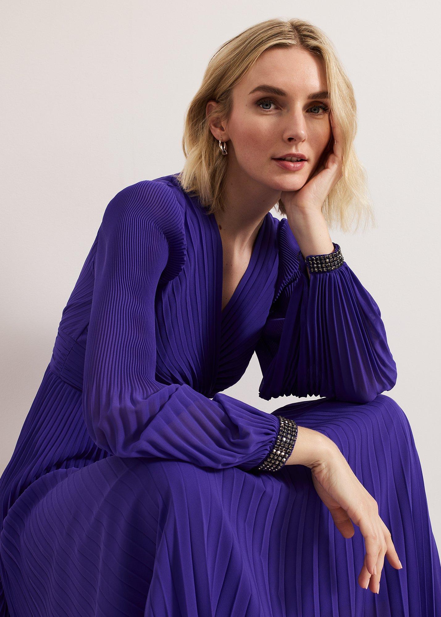 Vila Beaded Pleated Maxi Dress