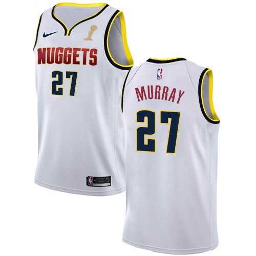 White Denver Nuggets #27 Nuggets Jersey - Breathable Material