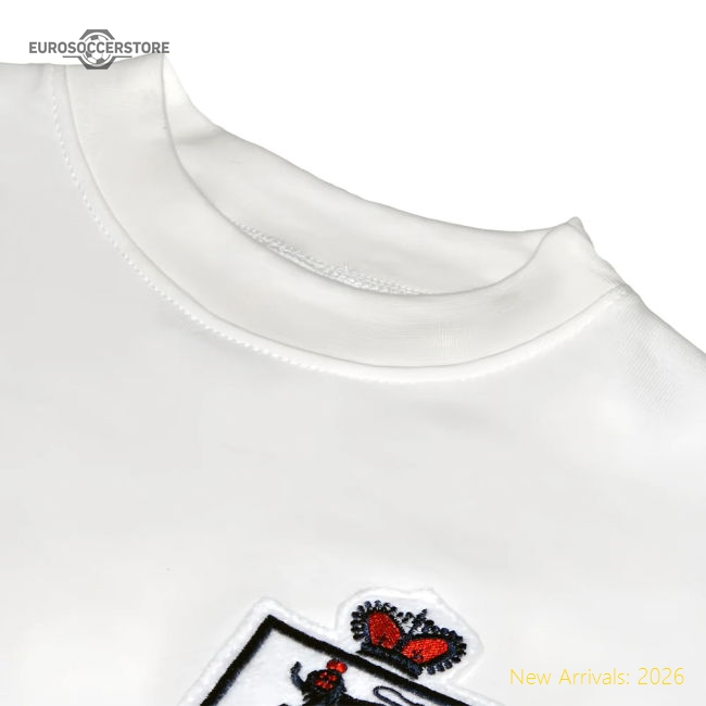 England White Short Sleeve Kids Retro Football Shirt