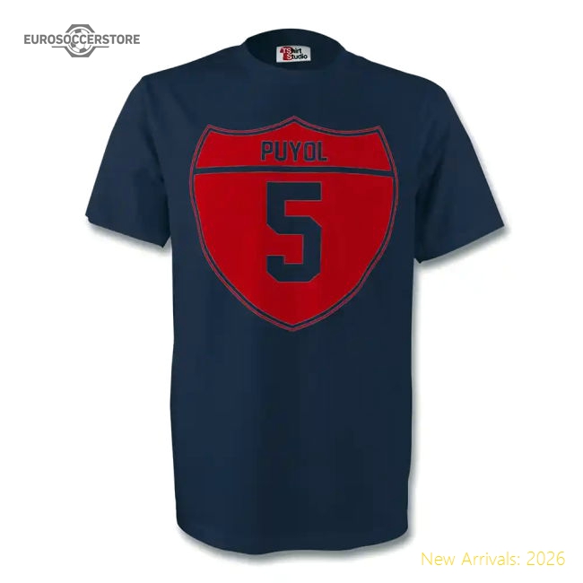 Official Supporter Carlos Puyol Barcelona Crest Tee (Navy)