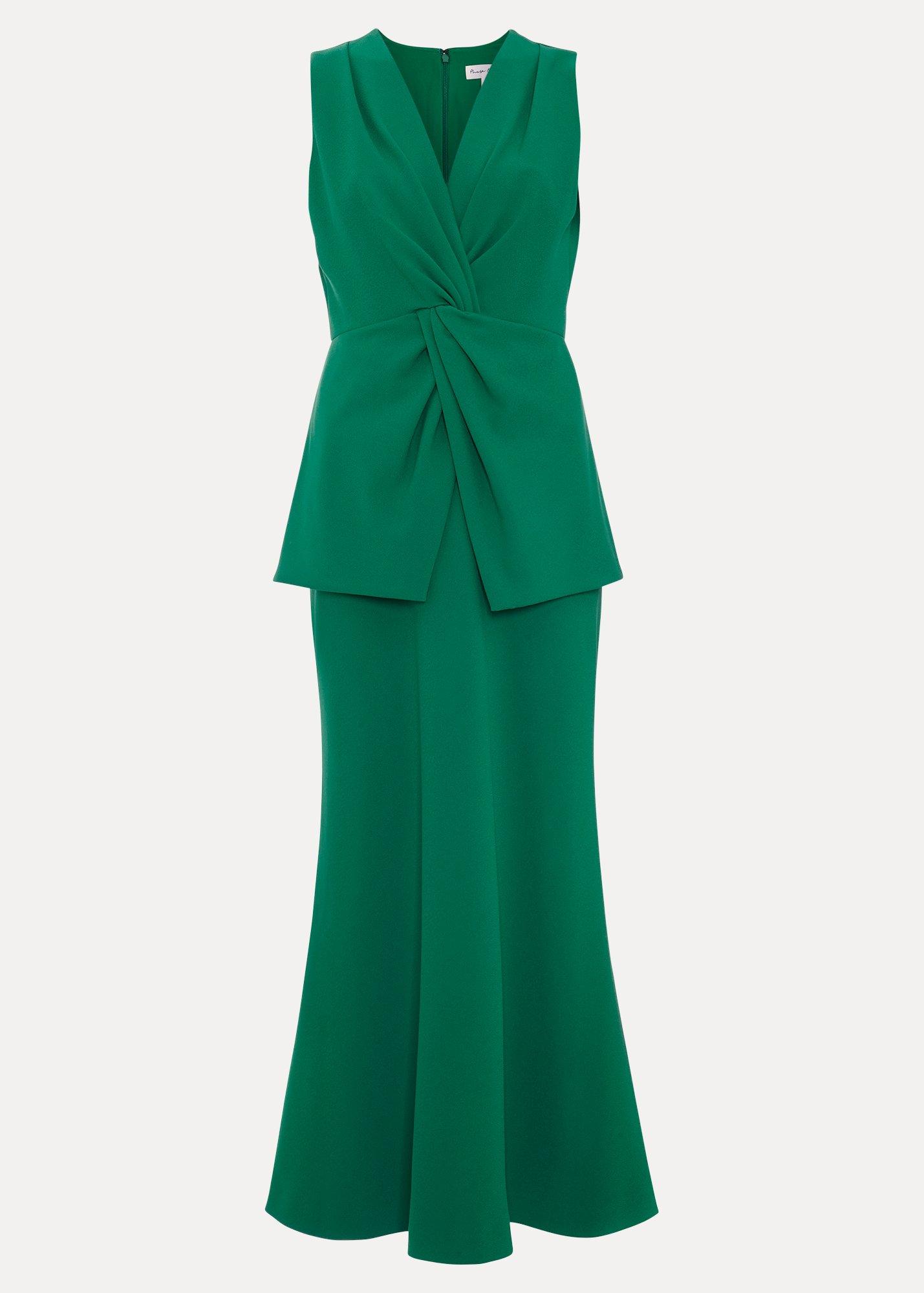 Nisha Green Twist Midi Dress