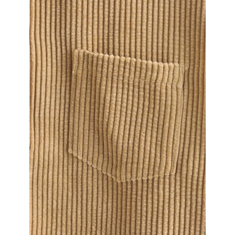 Button Front Corduroy Collared Cropped Top GO9042