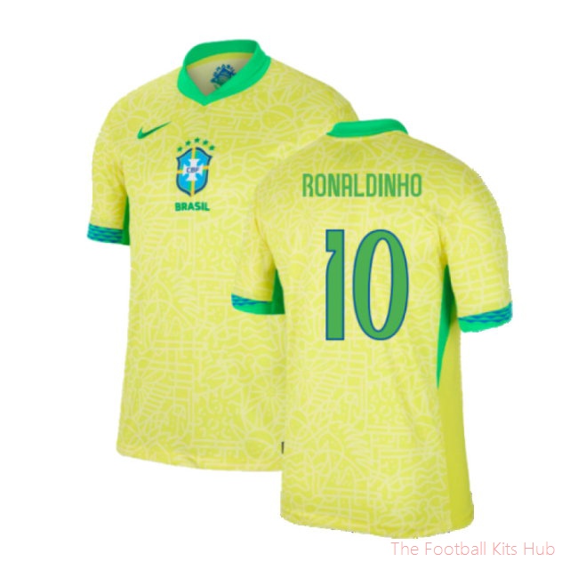 2024-2025 Brazil Home Dri-Fit ADV Match Shirt (Ronaldinho 10)