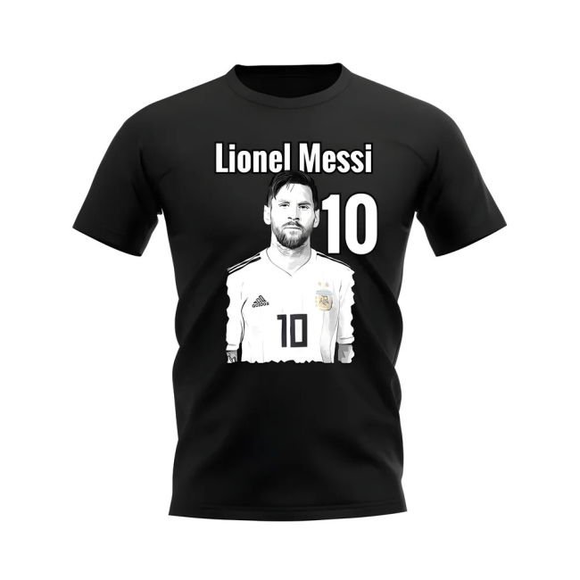 Soccer Lionel Messi Argentina Profile T-Shirt (Black) Kit