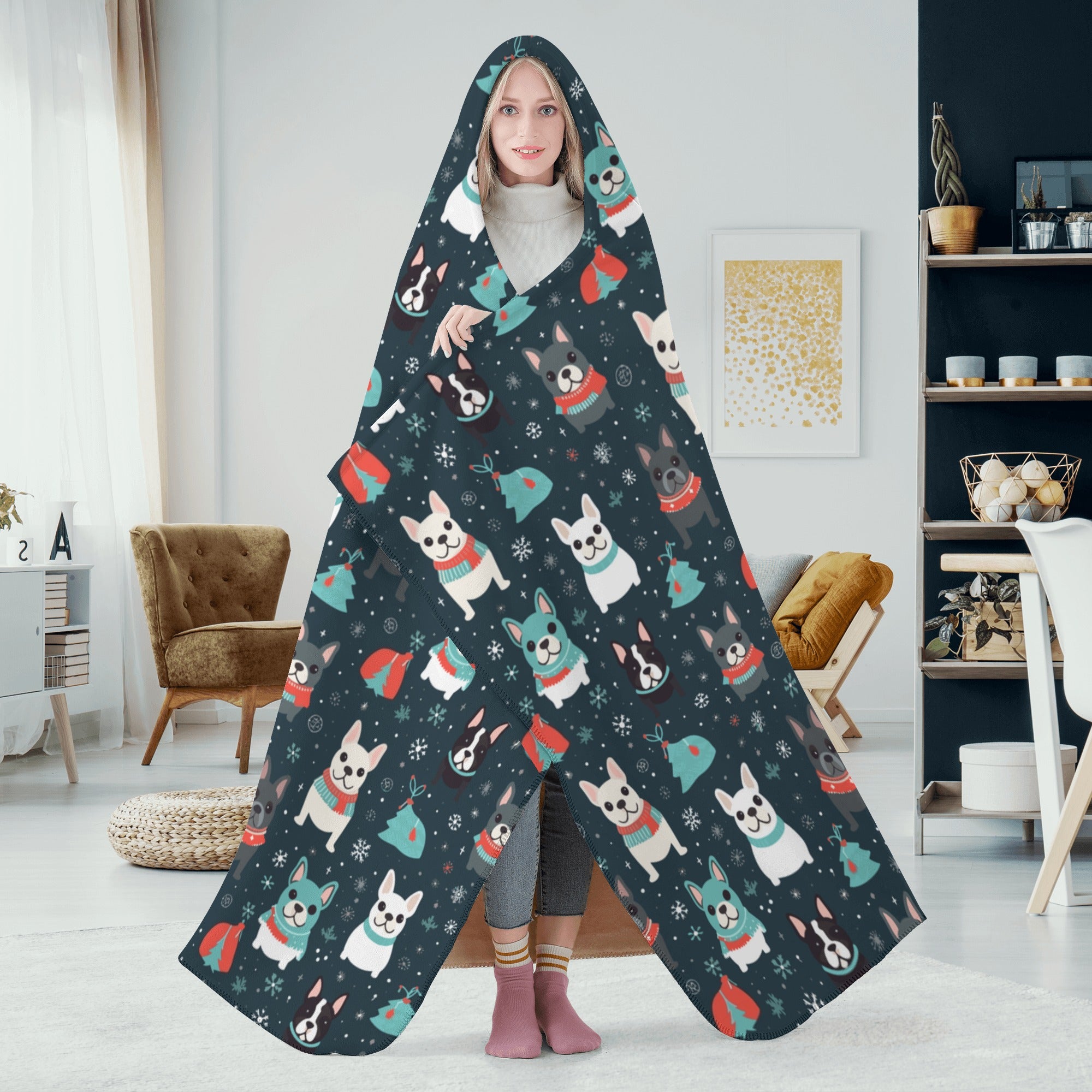 Vibes - Everyday Hooded Blanket For Frenchie Fans | Unique Design