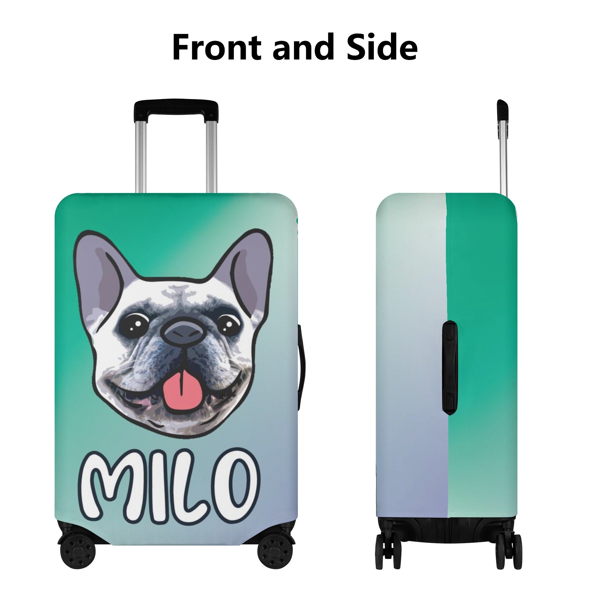 Personalized Luggage Cover with Frenchie Name - Luggage Cover