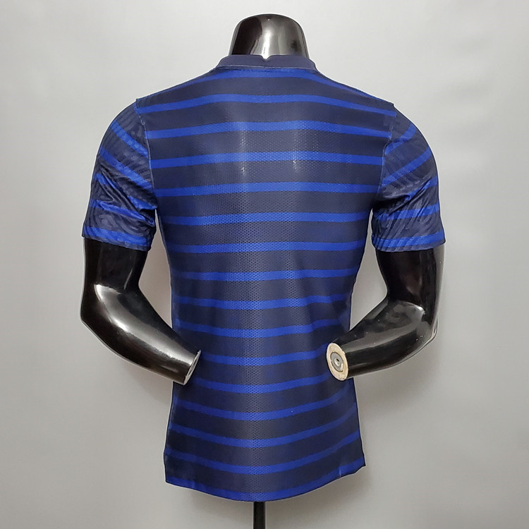 20-21 FRANCE EURO 2020 SOCCER JERSEY HOME BLUE STRIPED FOOTBALL SHIRT