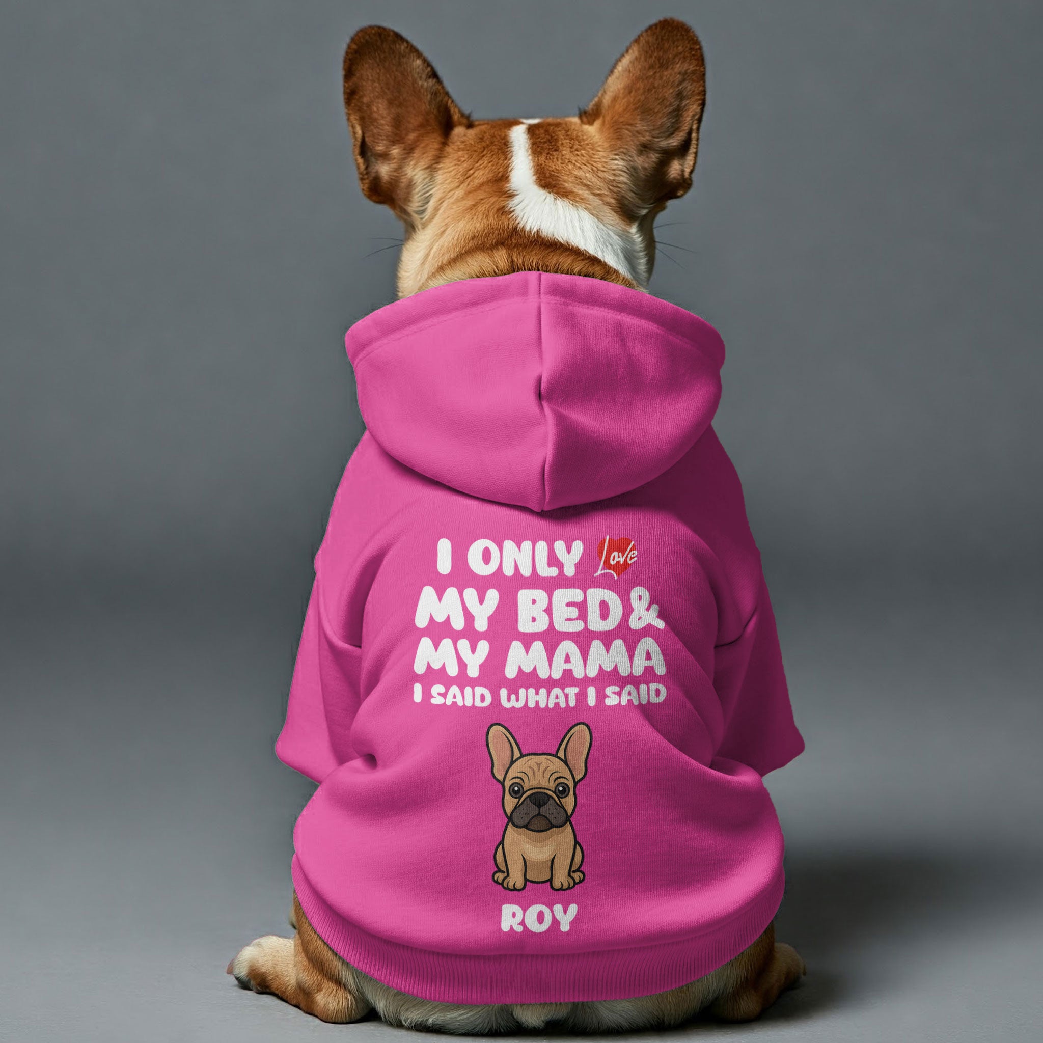 I Only Love - Frenchie Lover Personalized French Bulldog Hoodies With Funny Quotes, Custom Name, 'mama' Or 'dada' Text, And Custom Clipart Matching Your Frenchie's Color – Stylish, Cozy, And Premium 100% Cotton Casual Wear